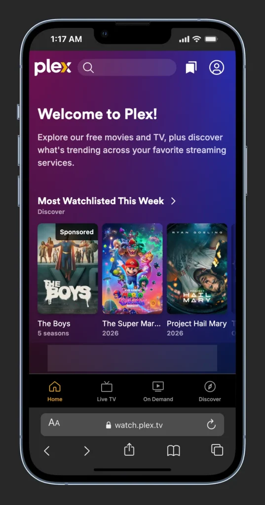 plex tv mobile view