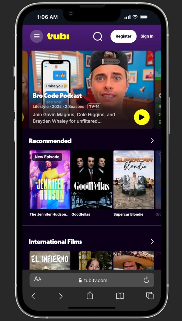 Tubi TV Screenshot in iphone
